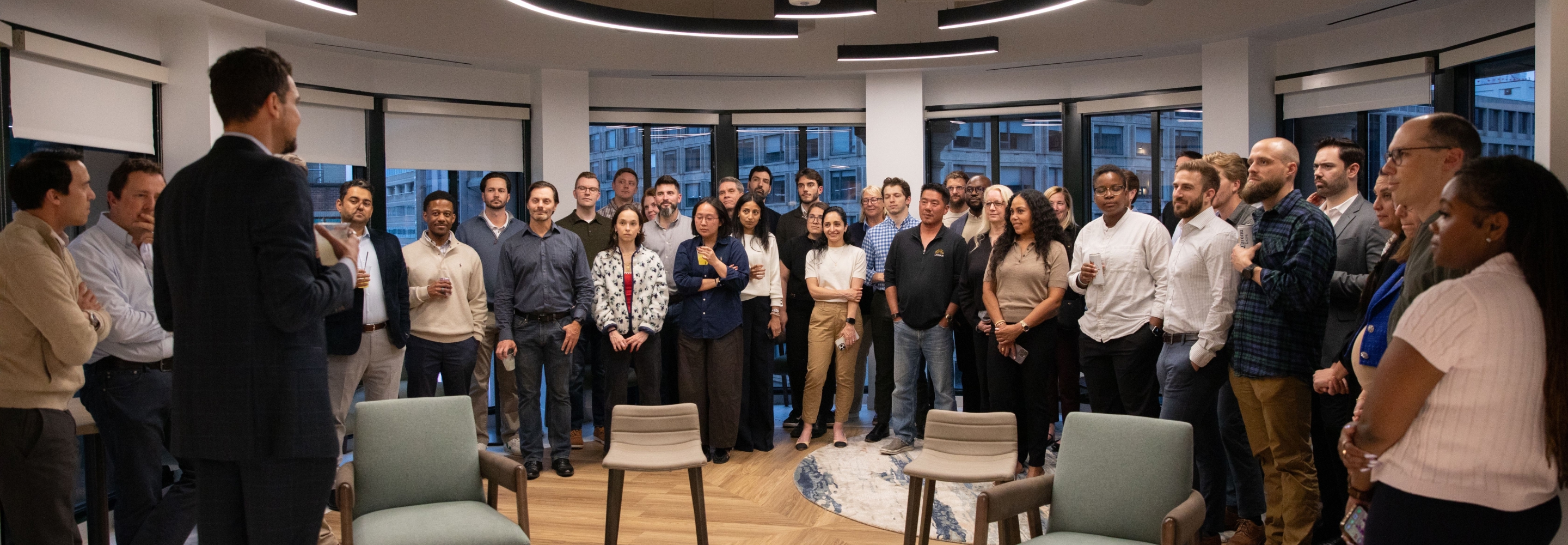Lydian team members gathered for a company presentation and discussion.